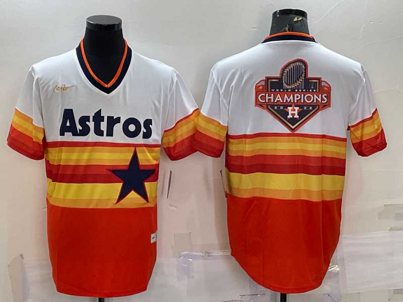 Mens Houston Astros Orange Rainbow Cooperstown Champions Big Logo Stitched MLB Cool Base Nike Jersey->houston astros->MLB Jersey